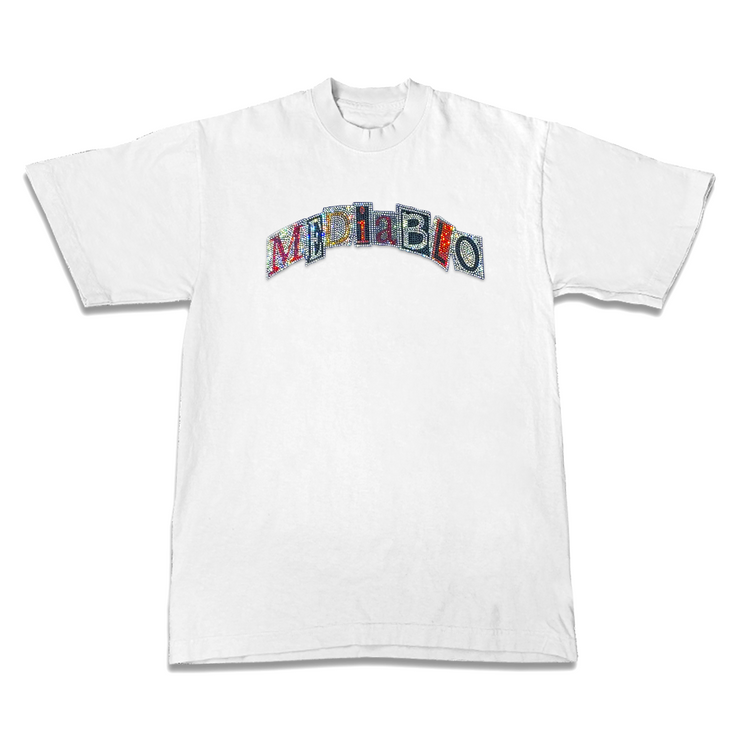 Mediablo rhinestone T-Shirt (white)
